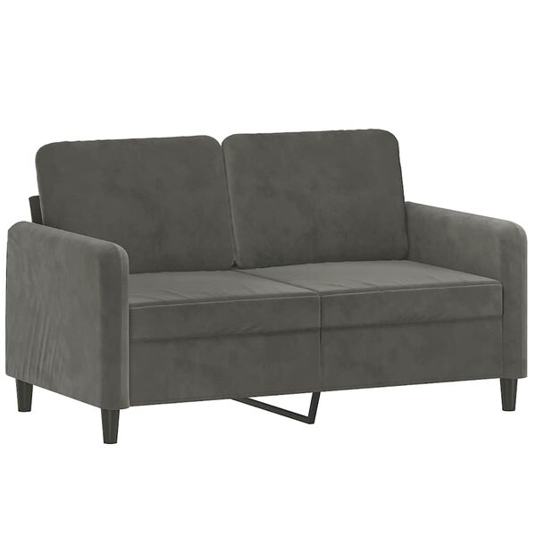 vidaXL Sof&aacute; 2 plazas almohadas y cojines terciopelo gris oscuro 120 cm