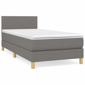 vidaXL Cama box spring con colch&oacute;n tela gris oscuro 80x200 cm
