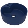 vidaXL Lavabo lujo con rebosadero cer&aacute;mica azul oscuro mate 36x13 cm