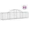 vidaXL Cestas de gaviones 3 uds forma de arco hierro 200x30x40/60 cm