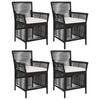 vidaXL Silla de exterior 4 uds. Negro y crema rat&aacute;n sint&eacute;tico