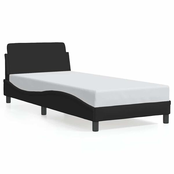 vidaXL Estructura de cama con cabecero Dover tela negro 90x200cm