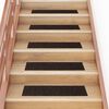 vidaXL Felpudos autoadhesivos para escaleras, 15 unidades, 76 x 20 cm, marr&oacute;n oscuro, rectangulares