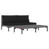 vidaXL Muebles jard&iacute;n 3 pzas rat&aacute;n sint&eacute;tico semicircular gris oscuro