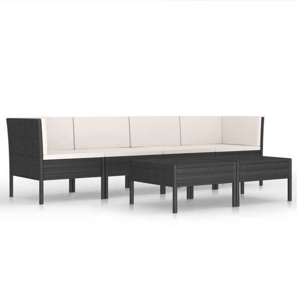 vidaXL Set de muebles de jardín 6 pzas y cojines ratán sintético negro