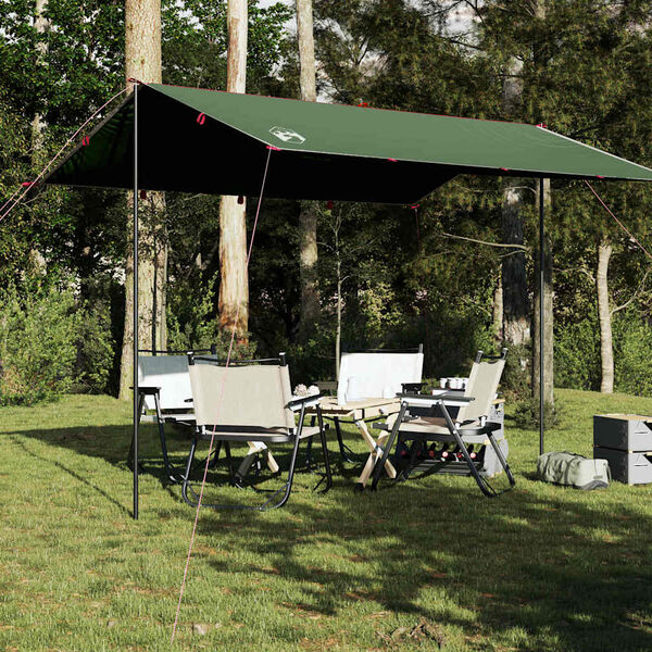 vidaXL Lona de camping impermeable verde 360x294 cm