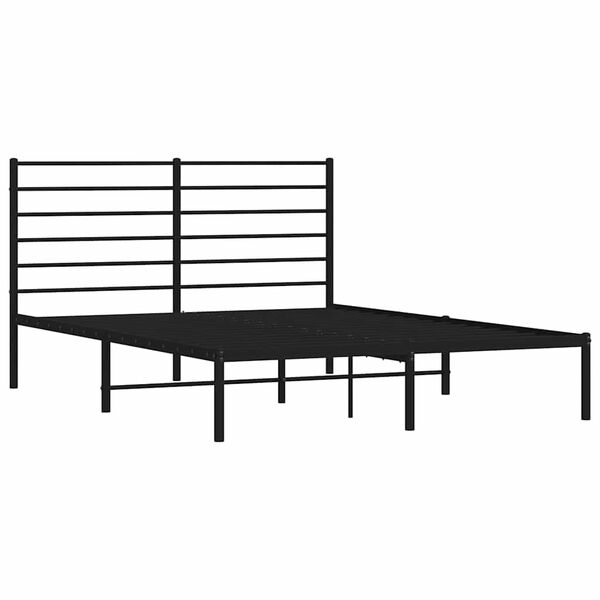 vidaXL Estructura cama sin colch&oacute;n con cabecero metal negro 140x190 cm