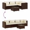 vidaXL Set muebles de jard&iacute;n 5 piezas y cojines rat&aacute;n sint&eacute;tico marr&oacute;n