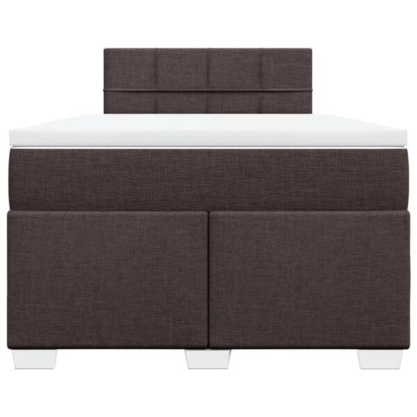 vidaXL Cama box spring con colch&oacute;n tela marr&oacute;n oscuro 120x200 cm