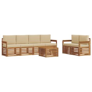 vidaXL Conjunto de sof&aacute;s de exterior 7 uds. Natural y Beige