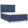 vidaXL Cama box spring con colch&oacute;n tela azul 140x200 cm