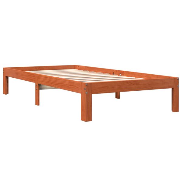vidaXL Cama sin colch&oacute;n madera maciza de pino marr&oacute;n cera 100x200 cm