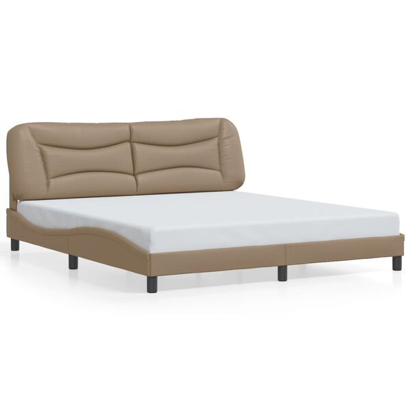 vidaXL Estructura de cama sin colchón Hvar cuero sintético capuchino 180x200cm