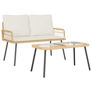 vidaXL Conjunto de Comedor de Jard&iacute;n 2 pcs Natural rat&aacute;n sint&eacute;tico