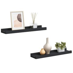 vidaXL Repisa para marcos de fotos 2 uds MDF negro 40x9x3 cm