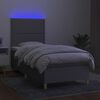 vidaXL Cama box spring colch&oacute;n y luces LED tela gris claro 90x190 cm