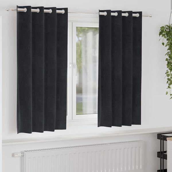 vidaXL Cortinas opacas 2 pcs Negro 140 x 175 cm Terciopelo