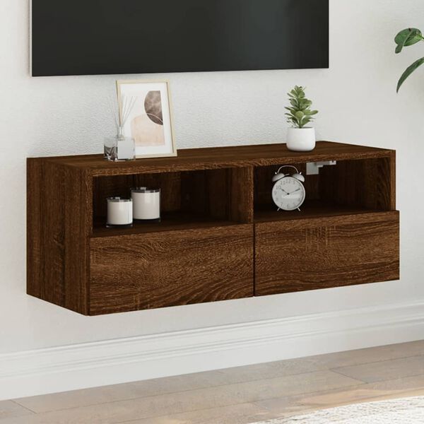 vidaXL Mueble de pared TV madera ingenier&iacute;a marr&oacute;n roble 80x30x30 cm