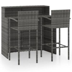 vidaXL Set de muebles de bar de jardín 3 piezas gris