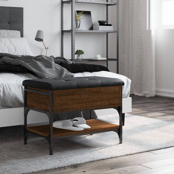 vidaXL Banco zapatero madera de ingenier&iacute;a marr&oacute;n roble 62x42x45 cm