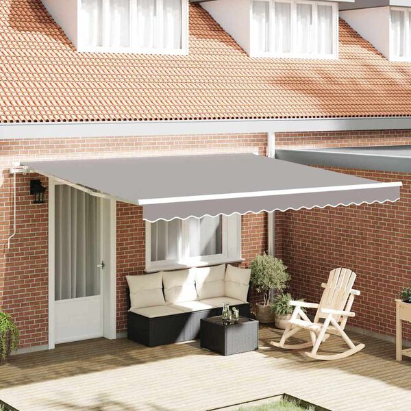 vidaXL Toldo Manual Gris claro 400 x 350 x 165 cm Poli&eacute;ster y metal