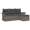 vidaXL Conjunto de sof&aacute; de jard&iacute;n 4 uds. Gris rat&aacute;n sint&eacute;tico