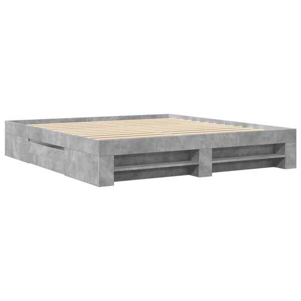 vidaXL Estructura de cama madera de ingenier&iacute;a gris hormig&oacute;n 200x200cm