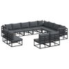 vidaXL Conjunto de sof&aacute;s de jard&iacute;n 12 uds. Negro Aluminio