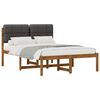 vidaXL Estructura de Cama con Cabecera Tapizada Natural y Gris Oscuro