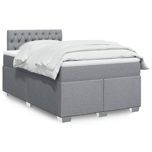 vidaXL Cama box spring con colch&oacute;n tela gris claro 120x190 cm