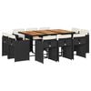 vidaXL Set de comedor jard&iacute;n 11 pzas con cojines rat&aacute;n sint&eacute;tico negro