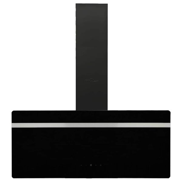 vidaXL Campana extractora pared acero y vidrio templado negro 90 cm