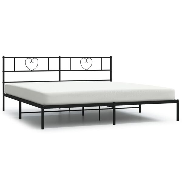 vidaXL Estructura cama sin colch&oacute;n con cabecero metal negro 200x200 cm