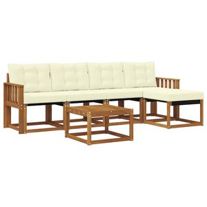 vidaXL Conjunto de sof&aacute;s de exterior con coj&iacute;n 6 pcs Natural y Crema