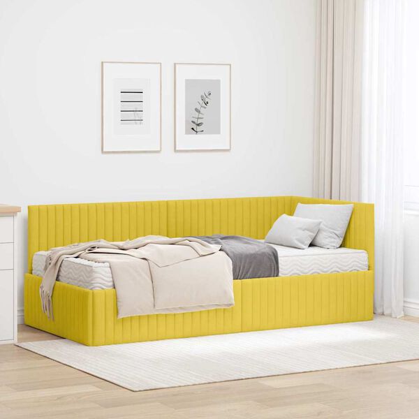 vidaXL Estructura de Cama Esquina con Colch&oacute;n 2 pcs Amarillo