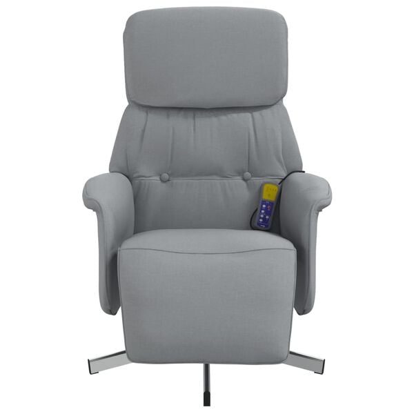 vidaXL Sill&oacute;n reclinable de masaje con reposapi&eacute;s tela gris claro