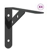 vidaXL Soportes de estante 4 uds acero inoxidable negro 20x2,5x14 cm