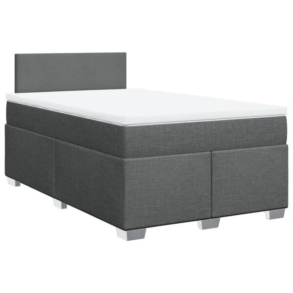 vidaXL Cama box spring con colch&oacute;n tela gris oscuro 120x200 cm