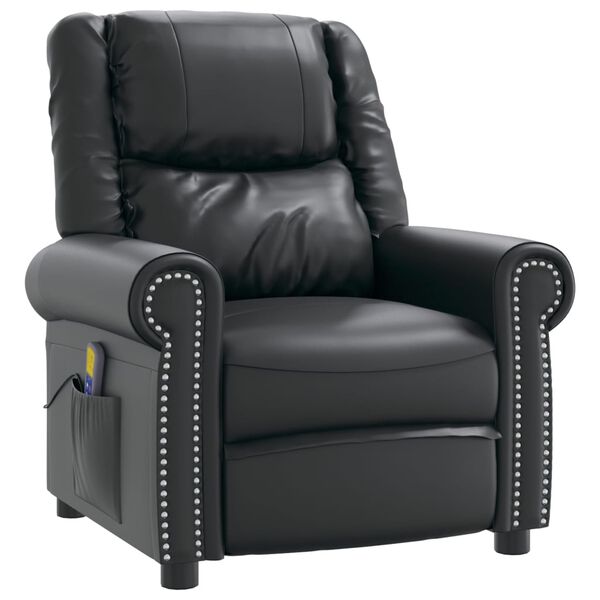vidaXL Sillón reclinable de cuero sintético negro brillante