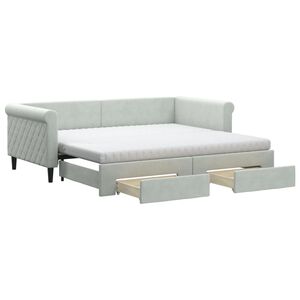 vidaXL Sof&aacute; cama nido con cajones terciopelo gris claro 90x190 cm