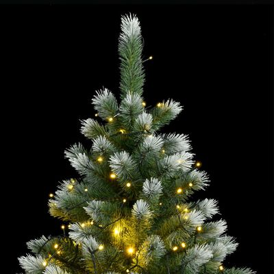 vidaXL Árbol de Navidad artificial con bisagras 300 LED y nieve 210 cm