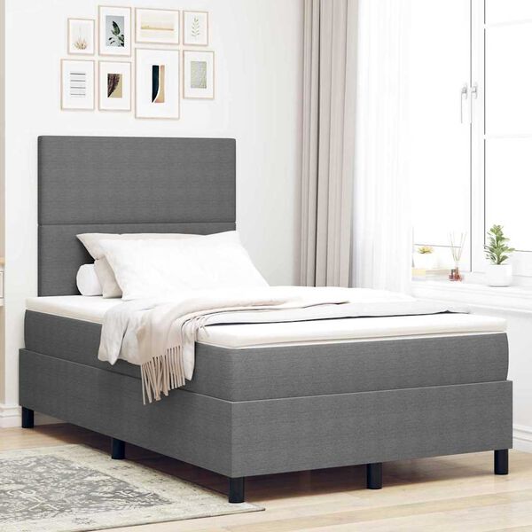 vidaXL Cama Box Spring LED Gris claro y . 120 x 190 cm Tela de Pana