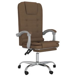vidaXL Silla de oficina reclinable con masaje de tela marr&oacute;n