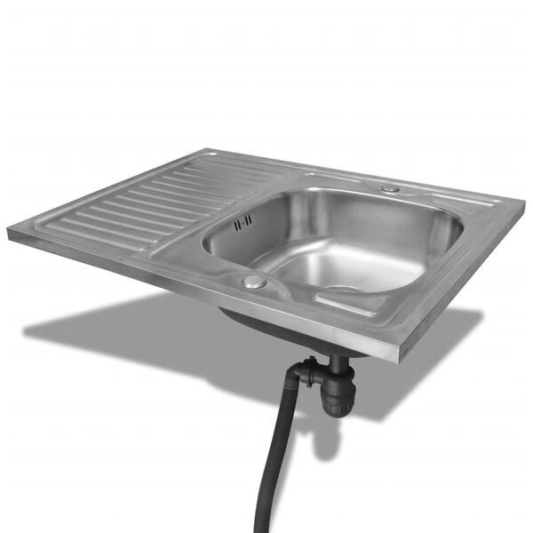 Fregadero para cocina con escurridor, 80 x 60 cm