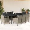 vidaXL Set comedor de jard&iacute;n 9 pzas cojines rat&aacute;n sint&eacute;tico gris claro