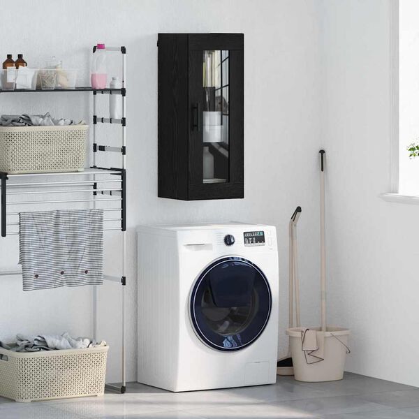 vidaXL Armario de pared Roble Negro 34,5 x 34 x 90 cm