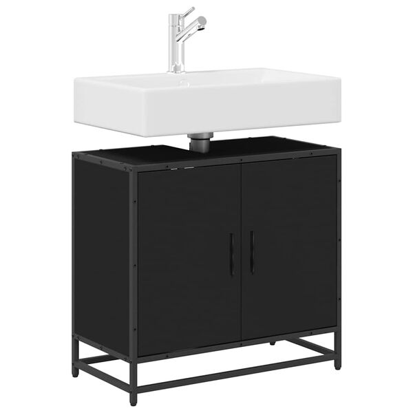vidaXL Mueble ba&ntilde;o para lavabo madera ingenier&iacute;a negro 65 x 33 x 60 cm