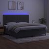 vidaXL Cama box spring colch&oacute;n y LED terciopelo gris oscuro 200x200 cm