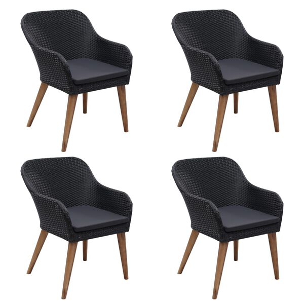 vidaXL Juego de comedor para jard&iacute;n 5 piezas negro