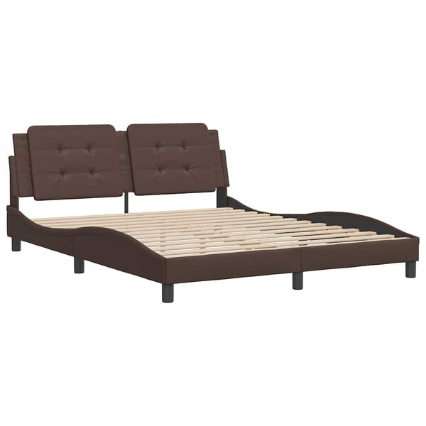 vidaXL Estructura de cama sin colch&oacute;n Zadar cuero sint&eacute;tico marr&oacute;n 160x200cm